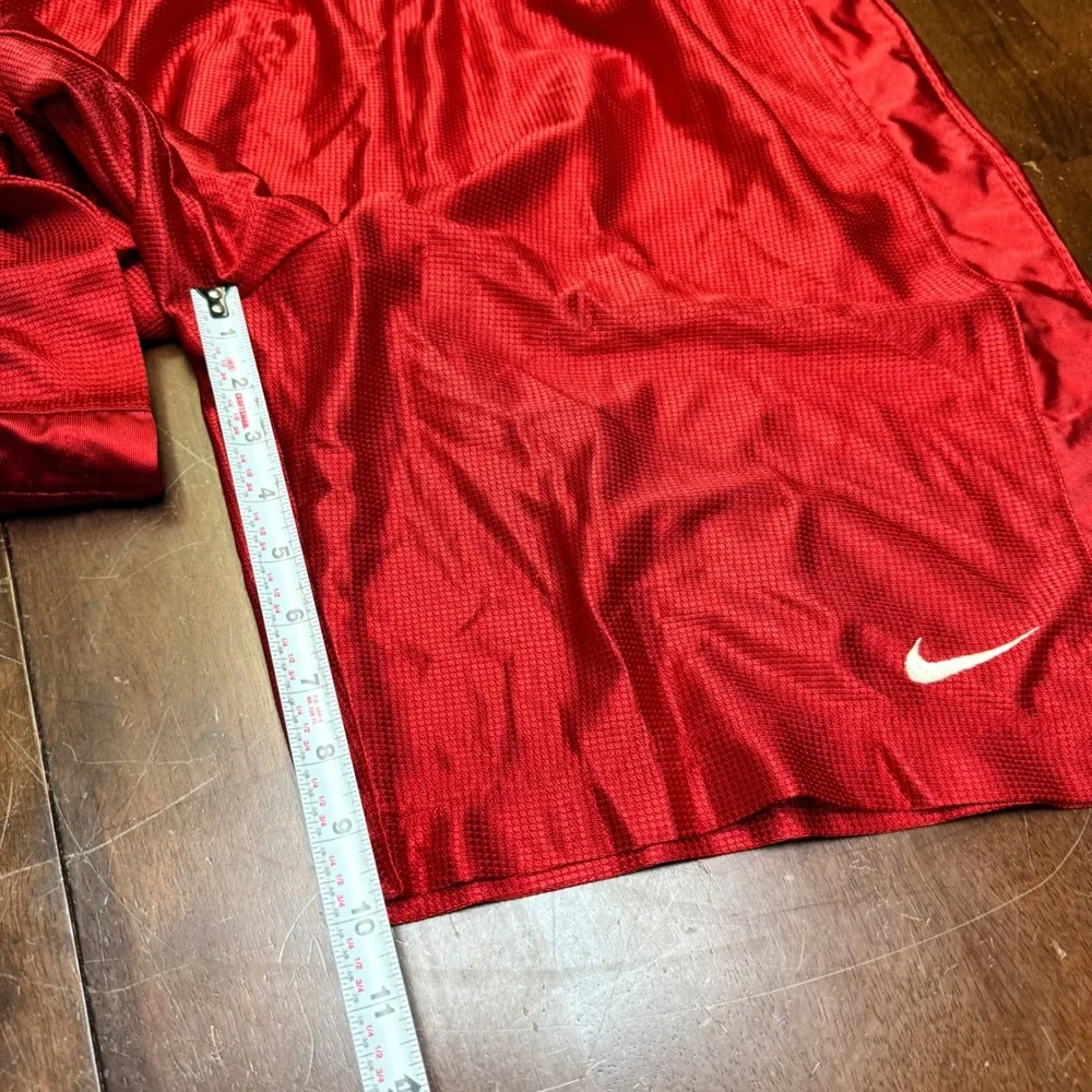 Nike Basketball Shorts Mens Large Shiny Red‎ Dazzle Mesh Athletic Gym Swoosh Y2K